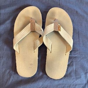 Rainbow Flip Flops Cream Linen